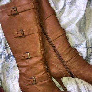 Tan knee high boots